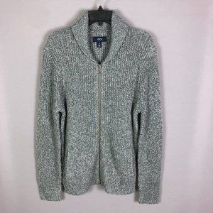 1901 Mens Gray Heavy Knit Collar Zip Up Sweater Size Medium